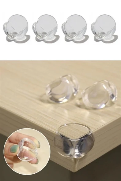 Bebek Çocuk Yumuşak ve Esnek Dairesel Şeffaf Yapışkanlı Güvenlik Köşe Koruyucu (4 Adet) - Resim 8