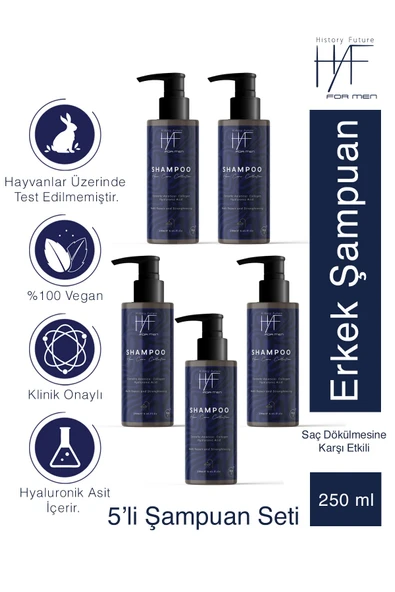 History And Future Vitamin Ve Protein Destekli Saç Dökülmesine Karşı Besleyici Nemlendirici Şampuan Seti 250 ml x5