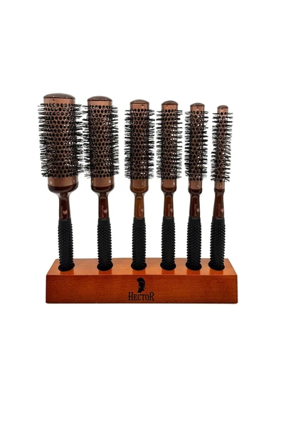 Hector VENT POİNT Sehpalı Kaucuk ve Seramik Kaplı Termal Gövdeli 6 lı Saç Fırça Seti ürün görseli