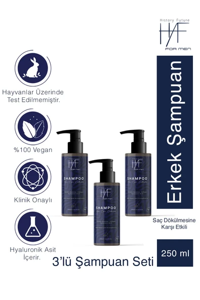 History And Future Vitamin Ve Protein Destekli Saç Dökülmesine Karşı Besleyici Nemlendirici Şampuan Seti 250 ml x3