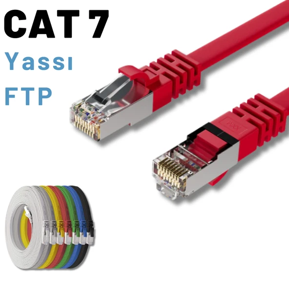 IRENIS 3 Metre CAT7 Kablo Yassı FTP Ethernet Network LAN Ağ Kablosu - Resim 3