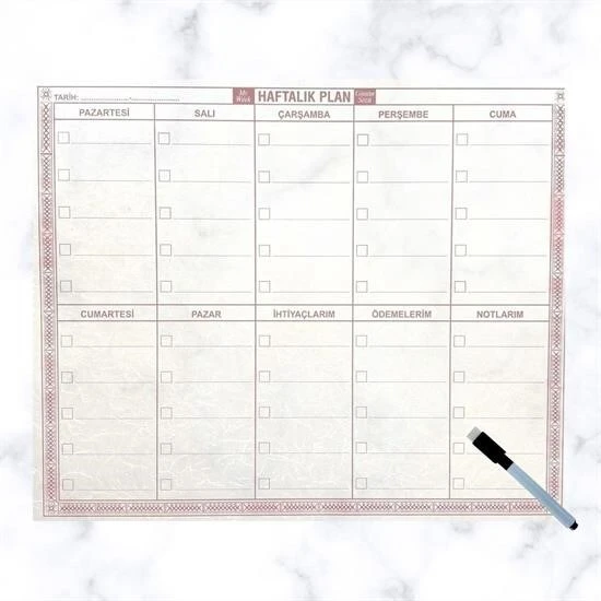 Şeffaf Kendiliğinden Yapışkanlı Kalemli Haftalık Planlayıcı 40cm-50cm ürün görseli