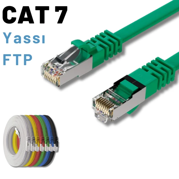 IRENIS 7,5 Metre CAT7 Kablo Yassı FTP Ethernet Network LAN Ağ Kablosu - Resim 4