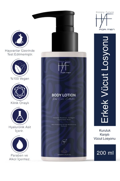 History And Future Nemlendirici Canlandırıcı Onarıcı Sıkılaştırıcı Kuruluk Karşıtı Erkek Vücut Losyonu 200 ml