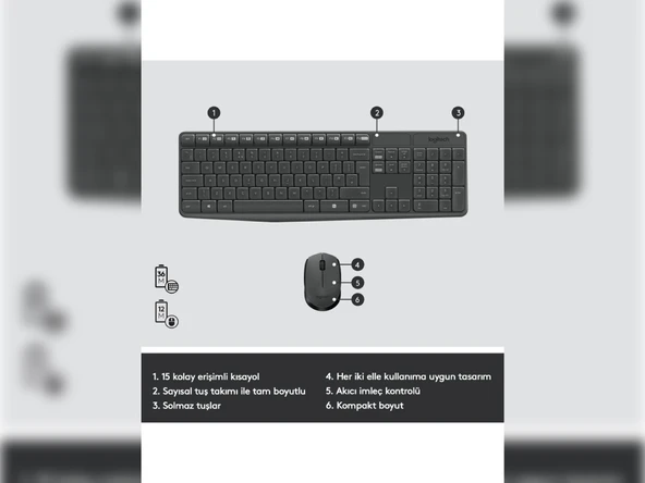 Logitech MK235 920-007925 Kablosuz Klavye Mouse Seti - 2