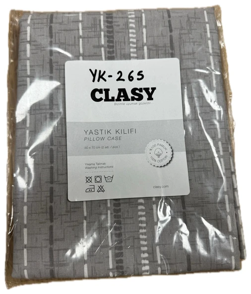 Clasy Ranforce %100 Pamuk 2 Adet Yastık Kılıfı Çiçekli Gri - 2