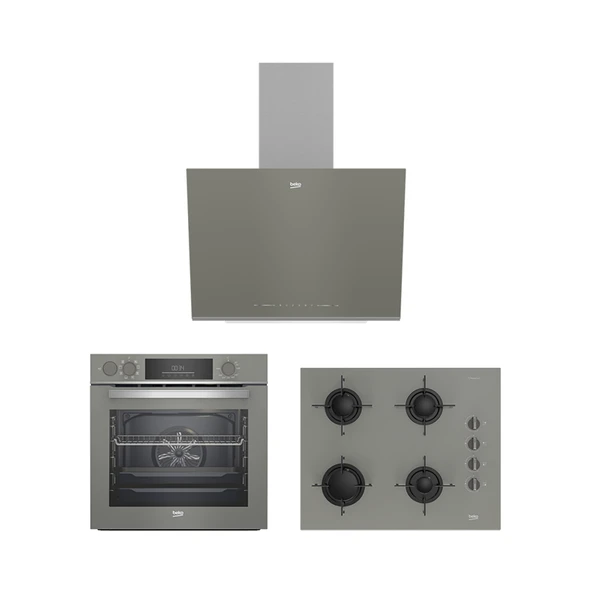Beko  Manhattan Gri 3’Lü Ankastre Set (BFC 432 G Fırın + BOCD T6510 EG Ocak + BDE 6041G Davlumbaz) ürün görseli