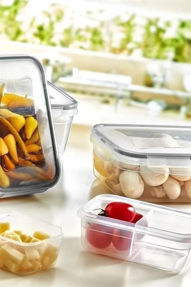 İpek Yıldızı® 2 Bölmeli Sızdırmaz Contalı Kilitli Kapaklı 1 Litre Erzak Saklama Kabı -LC505 - Resim 7