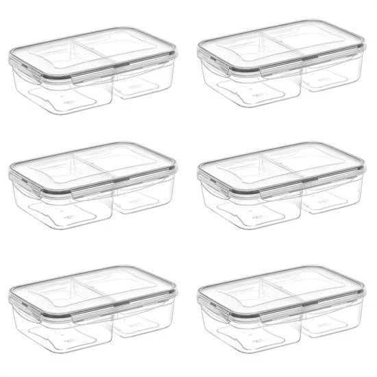 İpek Yıldızı® 2 Bölmeli 1+1 Litre Kilitli Kapaklı Erzak Saklama Kabı LC-525 - Resim 7