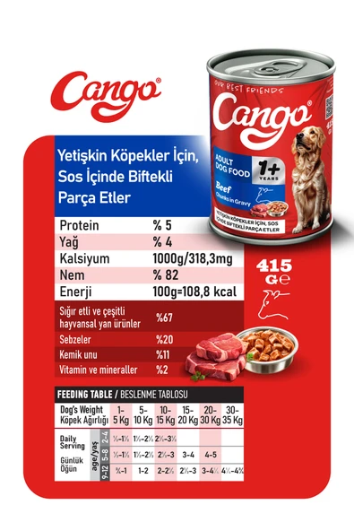 Cango Yaş Yetişkin Köpek Maması Etli 415GR 24Lü - 3