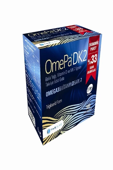 OMEPA Dk2 Omega 3 & Vitamin D & Menaq7 100 Yumuşak Kapsül ürün görseli