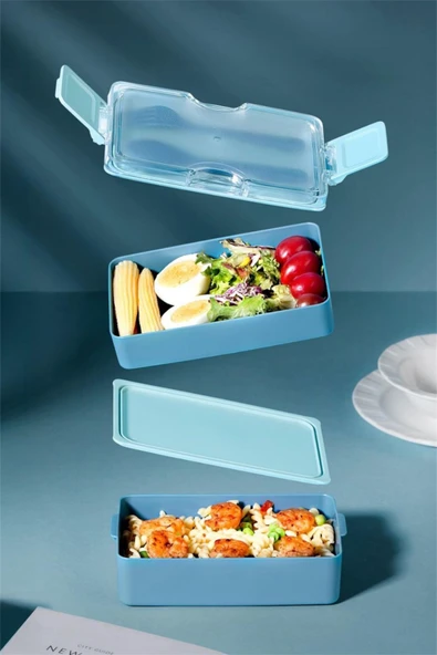 Tuffex 2 Katlı Luno Beslenme Saklama Kabı Lunch Box Çatal Kaşık TP826 - 4