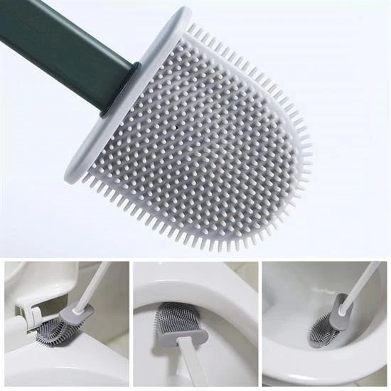 İpek Yıldızı® Duvara Monte Edilebilir Kapaklı Askılı Klozet Yumuşak Silikon Başlıklı Tuvalet Fırçası Seti - Resim 8