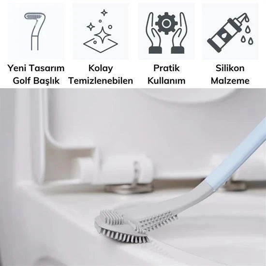 İpek Yıldızı® Golf Tasarımlı Silikon WC Klozet Mutfak Temizlik Fırçası Kanca Hediyeli - Resim 3