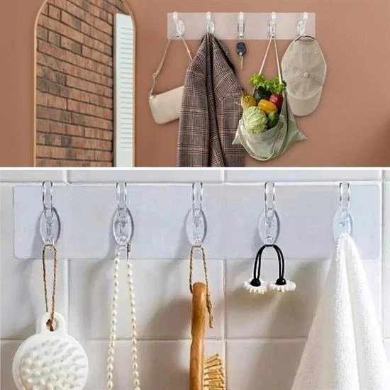 İpek Yıldızı® 5'li Güçlü Yapışkanlı Şeffaf Duvar Askısı Banyo Mutfak Düzenleyici Pratik Askılık - Resim 3
