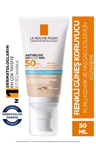 LA ROCHE POSAY Anthelios Uvmune SPF+50 Hassas Ciltler İçin Yüksek Korumalı Renkli Yüz Güneş Kremi 3337875797689 ürün görseli