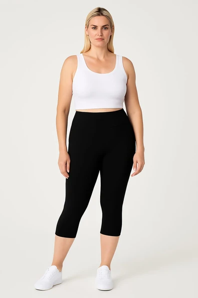 Kadın Büyük Beden 1. Kalite Likralı Kapri Tayt ( 3XL - 4XL ) - 5