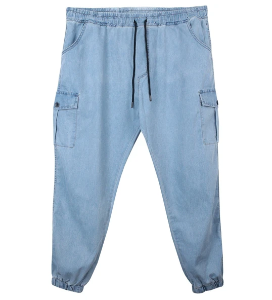 Erkek Büyük Beden 100-156 Kilo Arası İçin Uygun Kargo Cepli Jogger Kot Pantolon - 4