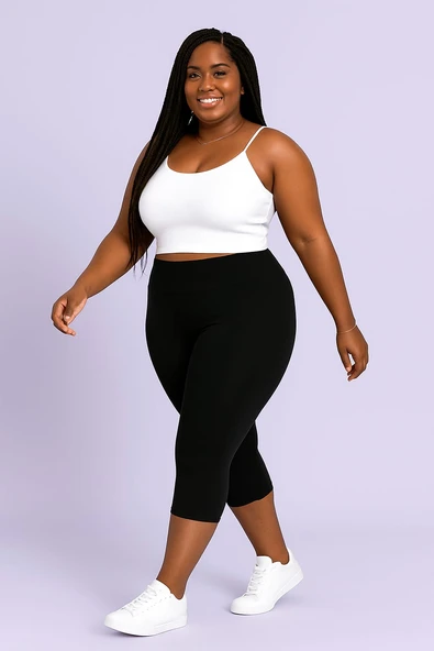 Kadın Büyük Beden 1. Kalite Likralı Kapri Tayt ( 3XL - 4XL ) - 4