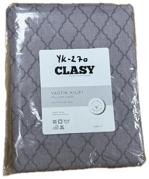Clasy Ranforce %100 Pamuk 2 Adet Yastık Kılıfı Çizgili Desenli Mor - 2
