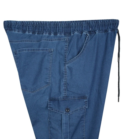Erkek  Büyük Beden 100-156 Kilo Arası İçin Uygun Kargo Cepli Jogger Kot Pantolon - 8