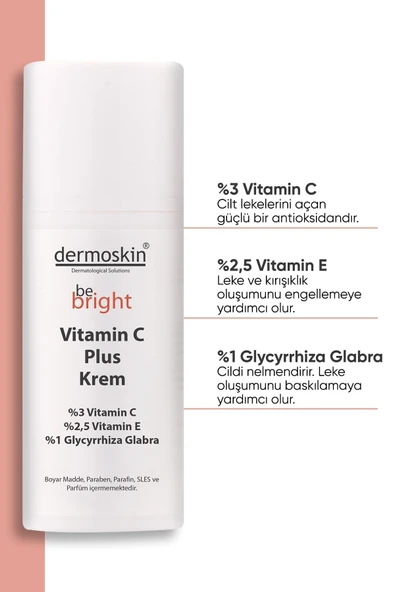 DERMOSKIN Be Bright  ve nemlendirici Vitamin C Plus Krem 33 ml 8697796000875 - Resim 2