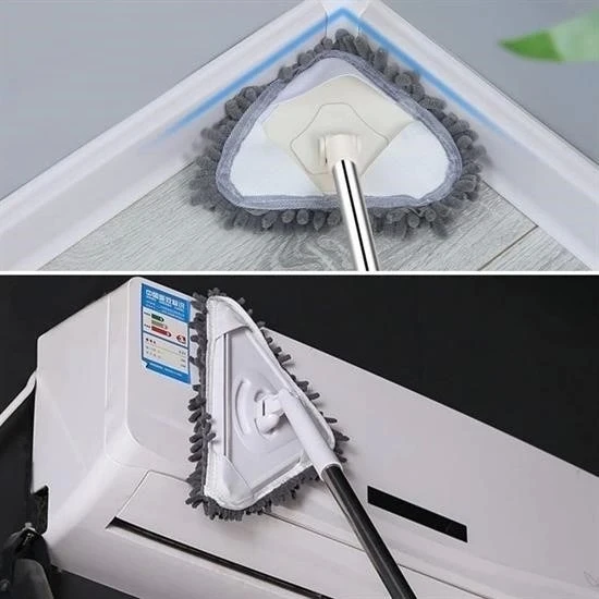 İpek Yıldızı® Teleskopik Saplı 150 cm Üçgen Mop Cam Duvar Tavan Fayans Parke Temizleyici Mop - Resim 3