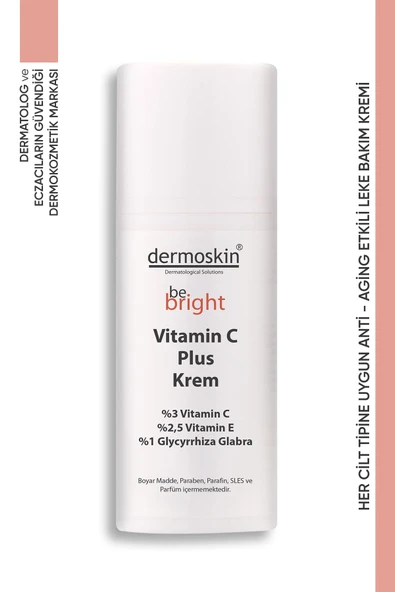 DERMOSKIN Be Bright  ve nemlendirici Vitamin C Plus Krem 33 ml 8697796000875 - Resim 3