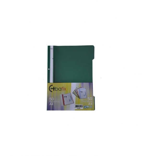 Bafix Telli Dosya Plastik XL Yeşil A4 (50 li)
