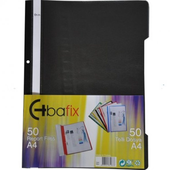 Bafix Telli Dosya Plastik XL Siyah A4 (50 li)