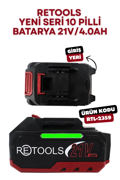 RETOOLS KIRMIZI YENİ NESİL BATARYA 21V/4.0AH
