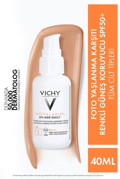 VICHY Capital Soleil Uv Age Daily Foto Yaşlanma Karşıtı Renkli Spf50+ Güneş Koruyucu Krem 3337875795265 ürün görseli