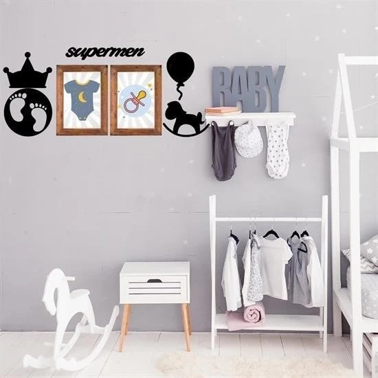 İpek Yıldızı® DECO103 Supermen Dekoratif Duvar Süsü Tablo Aksesuar Ahşap Tasarım Hediye Pano Sticker Seti - 5