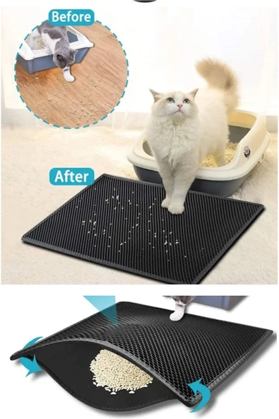 Mucit Home Kedi Tuvalet Paspası Kedi Kumu Paspası Elekli Kum Toplayıcı Kedi Halısı - 1