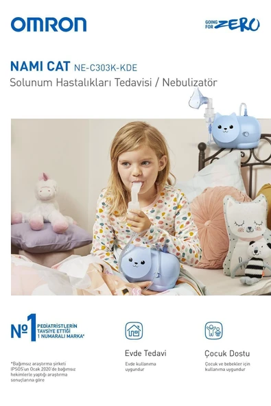 OMRON Nami Cat Çocuklara Uygun Sevimli Nebülizatör 4015672112452 - Resim 2