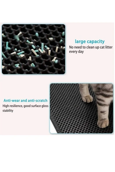 Mucit Home Kedi Tuvalet Paspası Kedi Kumu Paspası Elekli Kum Toplayıcı Kedi Halısı - 3