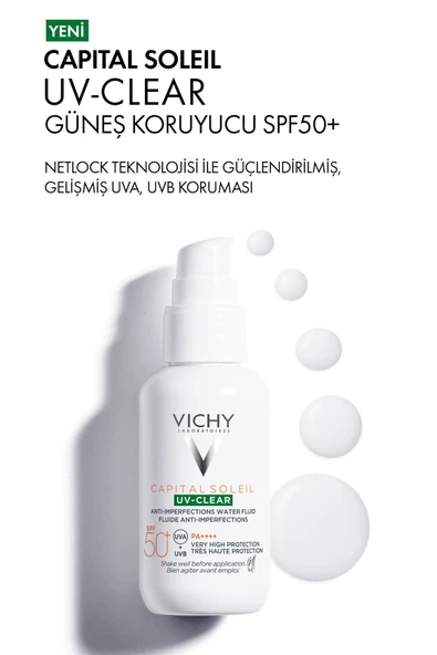 VICHY Capital Soleil Uv Clear Spf50 Yüz Güneş Kremi 40 ml - Karma Ve Yağlı Ciltler - Resim 2