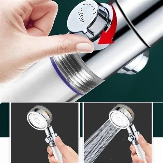 İpek Yıldızı® Turbo Pervaneli ve Filtreli Su Tasarruflu 360 Derece Dönebilen Tazyikli Duş Başlığı - Resim 5
