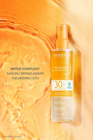 BIODERMA Photoderm Bronz Sun Protective Water SPF30 Bronzlaştırıcı Güneş Koruyucu Yüz, Vücut, Saç 200 ml 3701129807880 - Resim 2