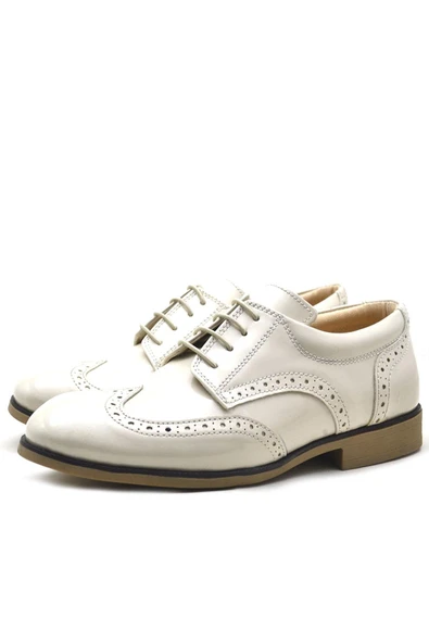 Rakerplus Bej Rugan Bağcıklı Klasik Erkek Çocuk Ayakkabı - Resim 3