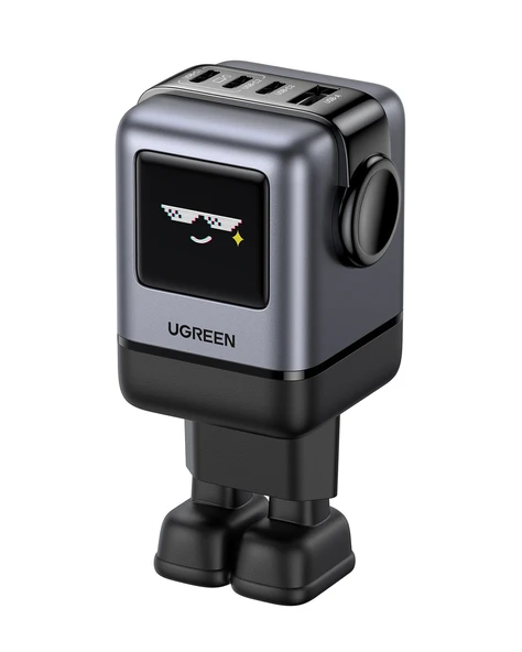 UGREEN Nexode Uno 100W Robot GaN Hızlı Şarj Cihazı 3xUSB-C, 1xUSB-A, Gri, 45515B
