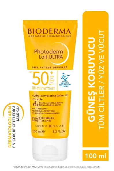 BIODERMA Photoderm Lait Ultra SPF50+ Tüm Ciltler için Yüksek Koruma Süt Formda Yüz, Vücut Güneş Kremi 100 ml 3701129806623