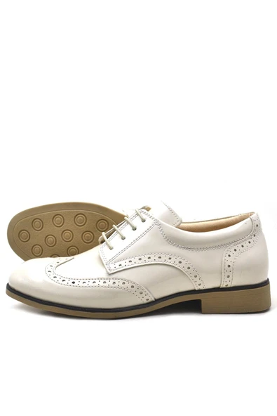 Rakerplus Bej Rugan Bağcıklı Klasik Erkek Çocuk Ayakkabı - Resim 4