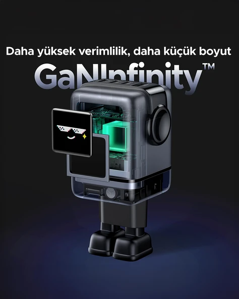 UGREEN Nexode Uno 100W Robot GaN Hızlı Şarj Cihazı 3xUSB-C, 1xUSB-A, Gri, 45515B - 4