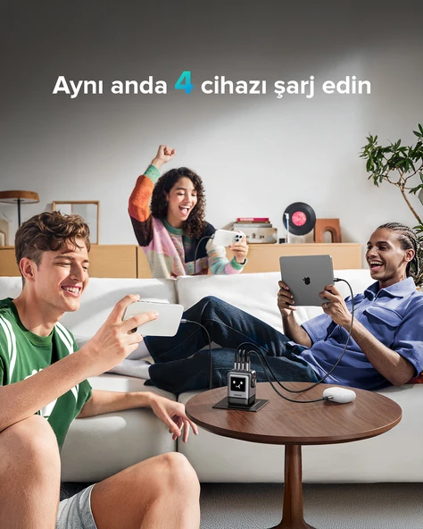 UGREEN Nexode Uno 100W Robot GaN Hızlı Şarj Cihazı 3xUSB-C, 1xUSB-A, Gri, 45515B - 7