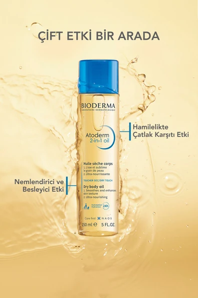 BIODERMA Atoderm 2-in-1 Body Oil Hamileler İçin Çatlak Önleyici Nemlendirici Besleyici Cilt Bakım Yağı 150 ml - 3