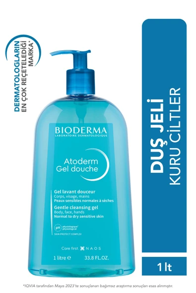 BIODERMA Atoderm Shower Gel Aile Boyu Kuru Ciltler Için Nemlendirici Duş Jeli Bebek Çocuk Yetişkin 1 LT