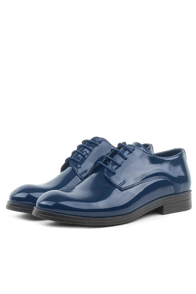 Rakerplus Lacivert Rugan Bağcıklı Oxford Çocuk Okul Ayakkabısı - 4