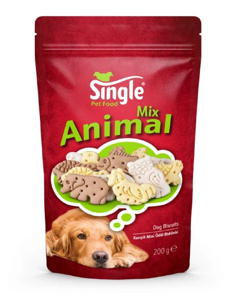 Single Animal Mix Hayvan Figürlü Köpek Ödül Bisküvisi 200 gr - 1