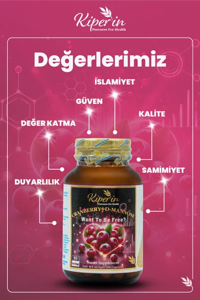 Cranberry, D-mannoz, C Vitamin - Idrar Yolu Sağlığı (60KAPSÜL & 1400MG) 8682304243585 - Resim 6